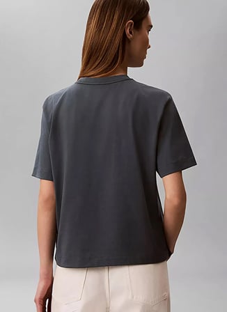 Calvin Klein Jeans Mavi Kadın Bisiklet Yaka Logo Baskılı T-Shirt LV047G826GCEG