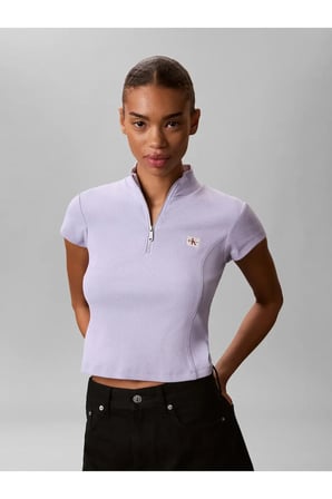 SS WOVEN LABEL 2X2 B, VBK Kadın Mor T-Shirt & Polo