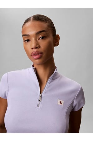 SS WOVEN LABEL 2X2 B, VBK Kadın Mor T-Shirt & Polo