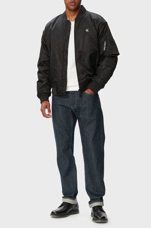 Calvin Klein Logolu Relaxed Fit Kolej Yaka Su İtici Mont LV04RG505GUB1 Erkek MONT LV04RG505G UB1 SİYAH