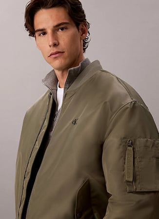 Calvin Klein Jeans Yeşil Erkek Mont LV04RG505GLDY LS JEANS NYLON BOMBE
