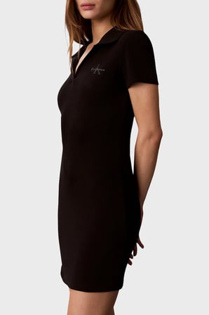 Calvin Klein Logolu Pamuklu Polo Yaka Mini Elbise LV047G237GUB1 Bayan ELBİSE LV047G237G UB1 SİYAH