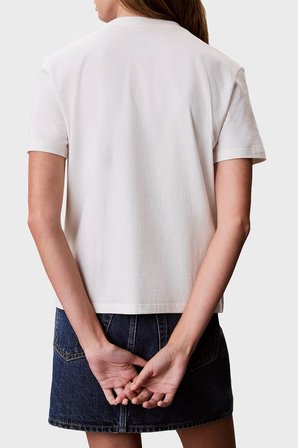 Calvin Klein % 100 Pamuk Slim Fit Bisiklet Yaka T Shirt LV047G806GYAS Bayan T SHİRT LV047G806G YAS KREM