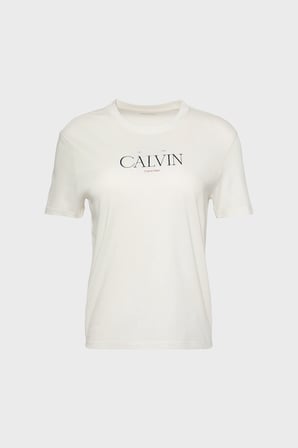 Calvin Klein % 100 Pamuk Slim Fit Bisiklet Yaka T Shirt LV047G806GYAS Bayan T SHİRT LV047G806G YAS KREM