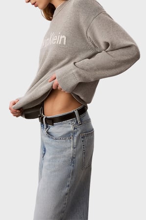Calvin Klein % 100 Pamuk Logolu Relaxed Fit Bisiklet Yaka Kazak LV044G313GP7A Bayan KAZAK LV044G313G P7A GRİ MELANJ