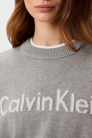 Calvin Klein % 100 Pamuk Logolu Relaxed Fit Bisiklet Yaka Kazak LV044G313GP7A Bayan KAZAK LV044G313G P7A GRİ MELANJ