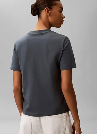 Calvin Klein Jeans Koyu Gri Kadın Bisilet Yaka T-Shirt LV047C912GCEG