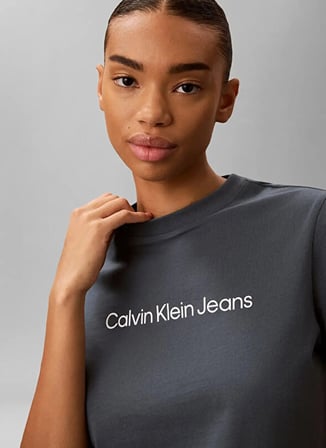 Calvin Klein Jeans Koyu Gri Kadın Bisilet Yaka T-Shirt LV047C912GCEG