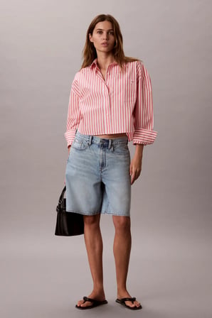 YARNDYE COTTON POPLIN CROPPED SH