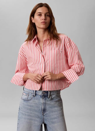 Calvin Klein Jeans Pembe Kadın Çizgili Gömlek LV047F105GTFE