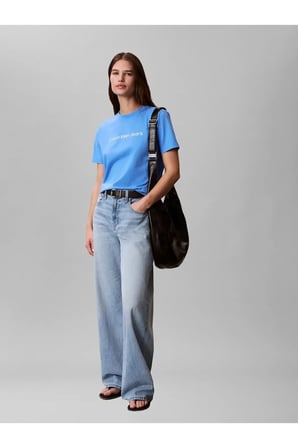 A- INST LOGO CLASSIC, CG1 Kadın Mavi T-Shirt & Polo