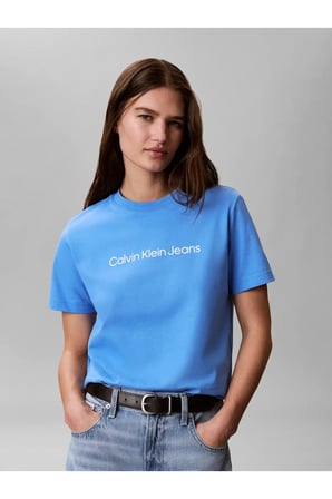 A- INST LOGO CLASSIC, CG1 Kadın Mavi T-Shirt & Polo