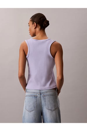Kadın Woven Label Baby Rib T-shirt