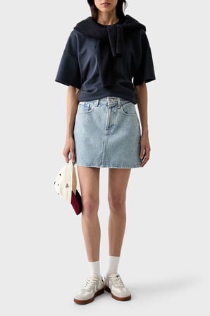 Calvin Klein Logolu Oversize Yuvarlak Yaka T Shirt LV047G235GCGE Bayan T SHİRT LV047G235G CGE LACİVERT