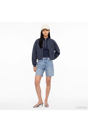 Cropped Sporty Scuba Bomber Kadın Mavi Ceket