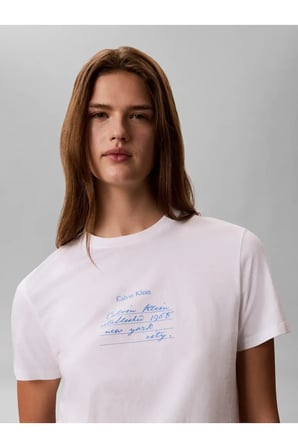 SS CLASSIC HANDWRITI, YAF Beyaz Kadın T-Shirt