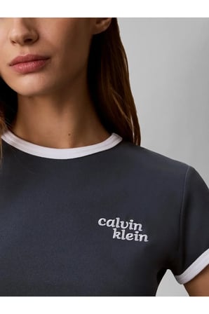 SS SLIM LOGO RINGER, CEG Kadın Lacivert T-Shirt & Polo
