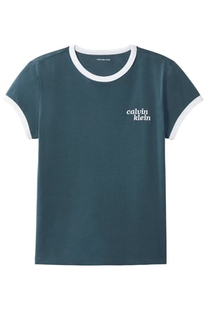 SS SLIM LOGO RINGER, CEG Kadın Lacivert T-Shirt & Polo