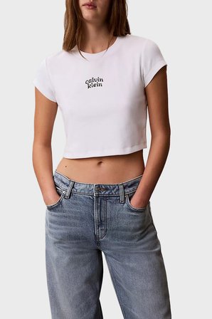 Calvin Klein Pamuklu Regular Fit Logolu Bisiklet Yaka T Shirt LV047G828GYAF Bayan T SHİRT LV047G828G YAF BEYAZ