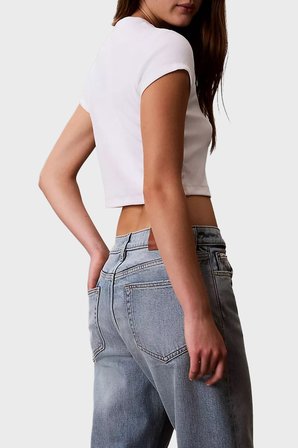Calvin Klein Pamuklu Regular Fit Logolu Bisiklet Yaka T Shirt LV047G828GYAF Bayan T SHİRT LV047G828G YAF BEYAZ