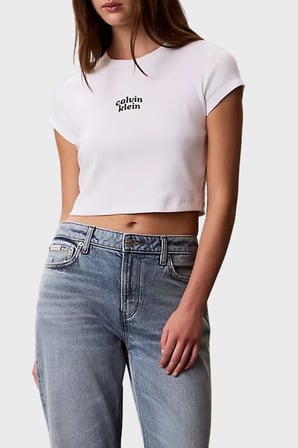 Calvin Klein Pamuklu Regular Fit Logolu Bisiklet Yaka T Shirt LV047G828GYAF Bayan T SHİRT LV047G828G YAF BEYAZ