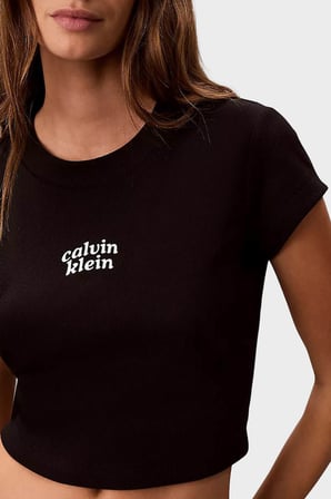 Calvin Klein Pamuklu Regular Fit Logolu Bisiklet Yaka T Shirt LV047G828GUB1 Bayan T SHİRT LV047G828G UB1 SİYAH