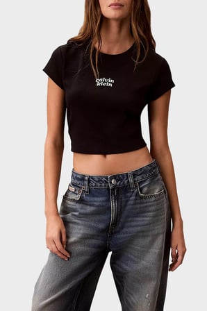 Calvin Klein Pamuklu Regular Fit Logolu Bisiklet Yaka T Shirt LV047G828GUB1 Bayan T SHİRT LV047G828G UB1 SİYAH