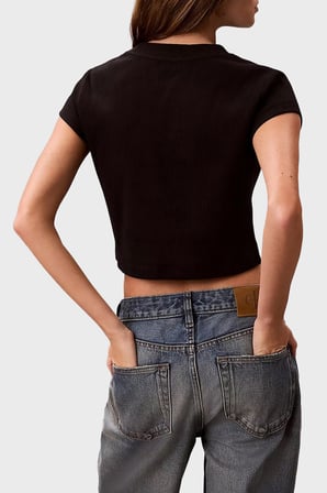 Calvin Klein Pamuklu Regular Fit Logolu Bisiklet Yaka T Shirt LV047G828GUB1 Bayan T SHİRT LV047G828G UB1 SİYAH