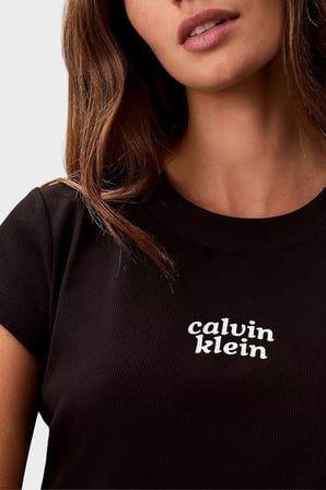 Calvin Klein Pamuklu Regular Fit Logolu Bisiklet Yaka T Shirt LV047G828GUB1 Bayan T SHİRT LV047G828G UB1 SİYAH
