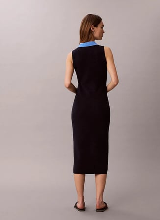 Calvin Klein Jeans Siyah Kadın Gömlek Yaka Elbise LV047G310GCEF
