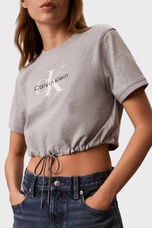 Calvin Klein Pamuklu Regular Fit Logolu Bisiklet Yaka T Shirt LV047G288GP79 Bayan T SHİRT LV047G288G P79 GRİ