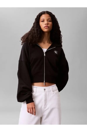 FRENCH TERRY WOVEN L, UB1 Siyah Kadın Ceket