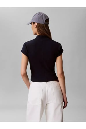 SS WOVEN LABEL 2X2 B, CEF Kadın Siyah T-Shirt & Polo