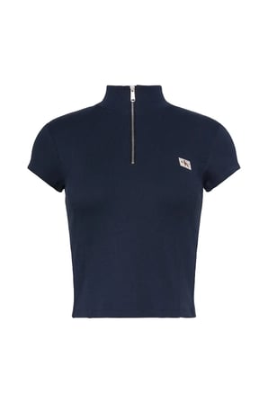 SS WOVEN LABEL 2X2 B, CEF Kadın Siyah T-Shirt & Polo