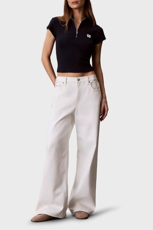 Calvin Klein Pamuklu Logolu Slim Fit Fermuarlı Dik Yaka Top LV047G240GCEF Bayan TOP LV047G240G CEF LACİVERT