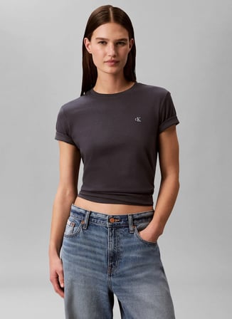 Calvin Klein Jeans Siyah Kadın Bisiklet Yaka T-Shirt LV047B224G4XN
