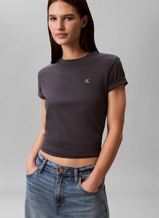 Calvin Klein Jeans Siyah Kadın Bisiklet Yaka T-Shirt LV047B224G4XN