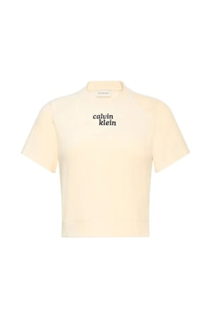 SS TOWEL TERRY CROPP, TGY Kadın Krem T-Shirt & Polo