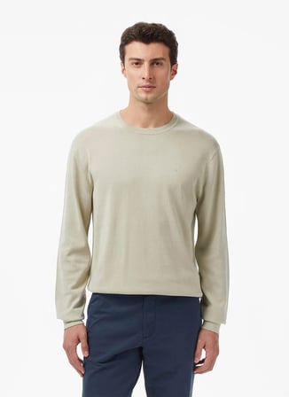 Calvin Klein Taş Erkek Bisiklet Yaka Kazak LV040BM343P4P_LS SUPIMA COTTON CRE