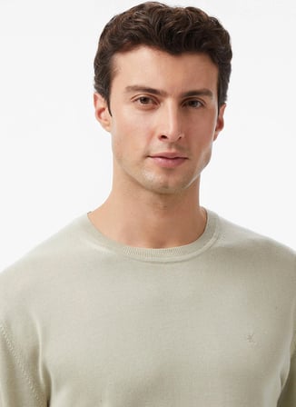 Calvin Klein Taş Erkek Bisiklet Yaka Kazak LV040BM343P4P_LS SUPIMA COTTON CRE
