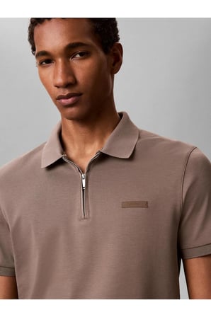 SS Slim Supima Zip Polo Erkek Polo Yaka T-Shirt Gri