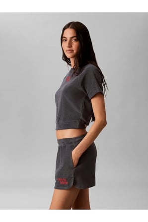 SS TOWEL TERRY CROPP, CKP Kadın Gri T-Shirt & Polo