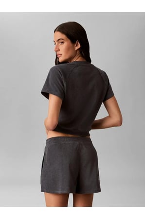 SS TOWEL TERRY CROPP, CKP Kadın Gri T-Shirt & Polo