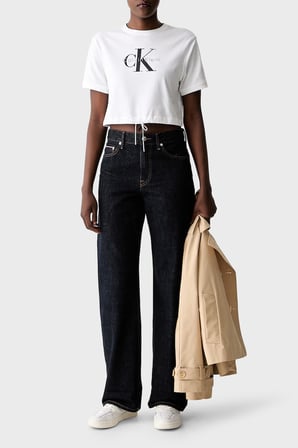Calvin Klein Pamuklu Logolu Regular Fit Bisiklet Yaka T Shirt LV047G288GYAF Bayan T SHİRT LV047G288G YAF BEYAZ