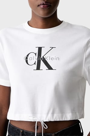 Calvin Klein Pamuklu Logolu Regular Fit Bisiklet Yaka T Shirt LV047G288GYAF Bayan T SHİRT LV047G288G YAF BEYAZ