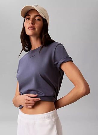 Calvin Klein İndigo Kadın Bisiklet Yaka T-Shirt LV147C857GXL7
