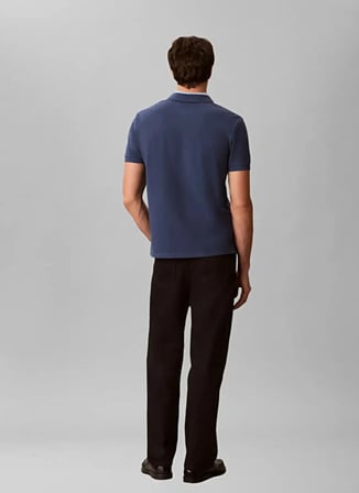 Calvin Klein Jeans Lacivert Erkek Classic Fit Logo Baskılı Polo T-Shirt LV04RG234GCEC SS CASUAL PIQUE COLL