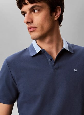 Calvin Klein Jeans Lacivert Erkek Classic Fit Logo Baskılı Polo T-Shirt LV04RG234GCEC SS CASUAL PIQUE COLL