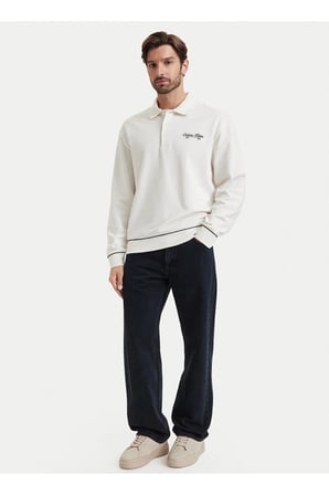 Jeans Beyaz Erkek Baskılı Sweatshirt LV04RG202GYAS LS 350GSM TERRY PIPE
