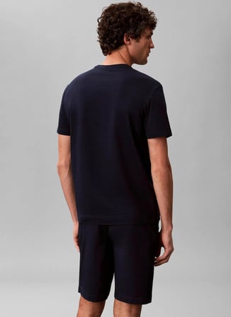 Calvin Klein Lacivert Erkek Bisiklet Yaka T-Shirt LV04LG203GCEF_SS TEXTURED STRIPE C
